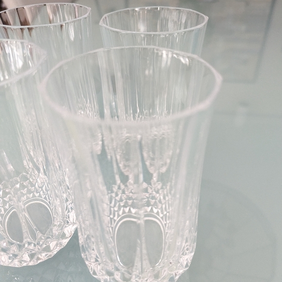 VTG 80s Longchamp Cristal D’Arques 12oz Crystal Highball Water Glasses Set of 4 - Picture 6 of 12